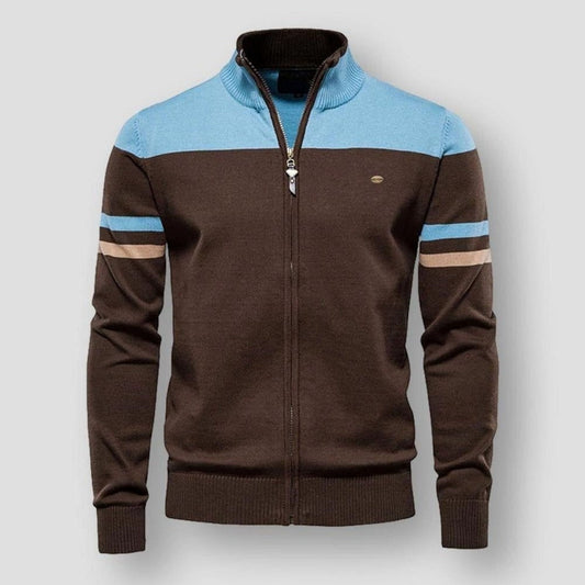 Herren Strickjacke Reißverschluss Vintage Grau - Eveloria
