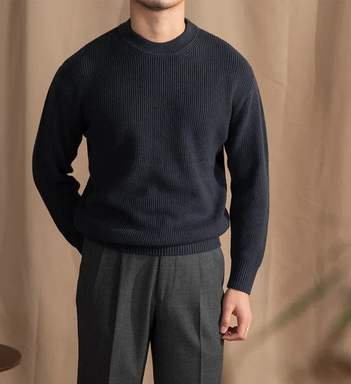 Herren Strickpullover Rundhalsausschnitt Gerippt - Eveloria