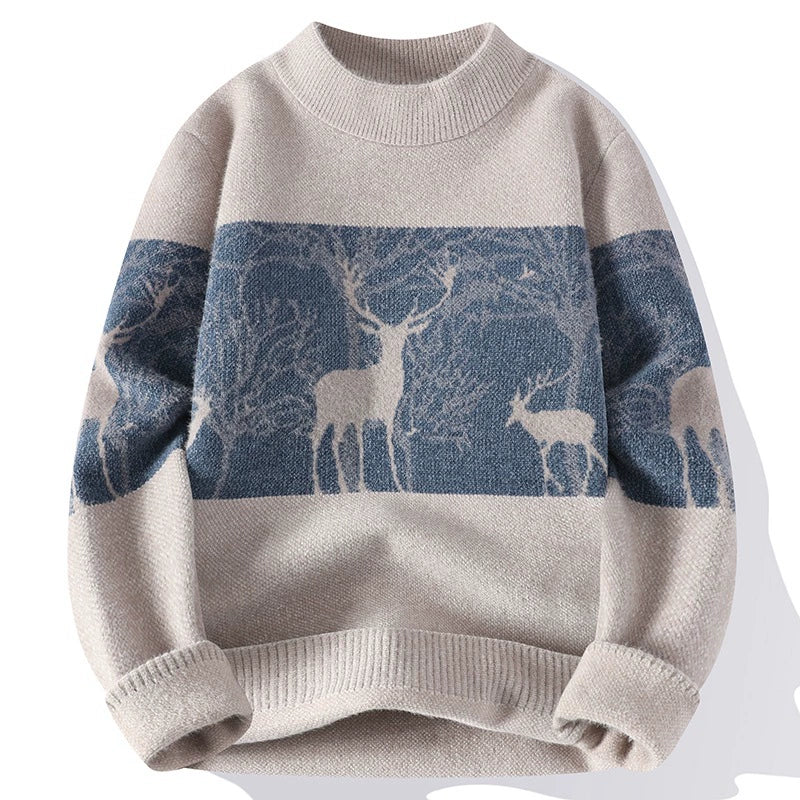 Herren Strickpullover Rentiermotiv Locker Passform Winter - Eveloria
