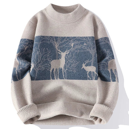 Herren Strickpullover Rentiermotiv Locker Passform Winter - Eveloria