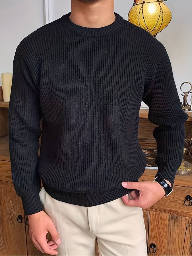 Herren Strickpullover Rundhalsausschnitt Rippenstrick - Eveloria