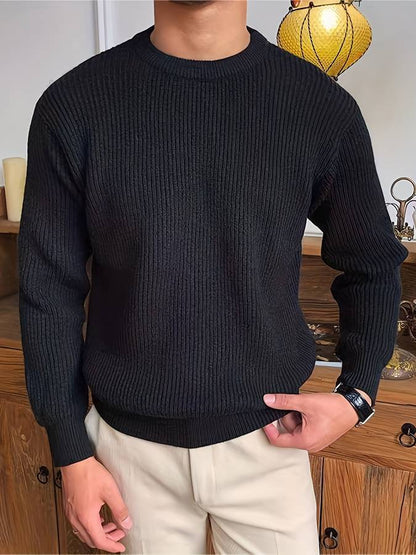Herren Strickpullover Rundhalsausschnitt Rippenstrick - Eveloria