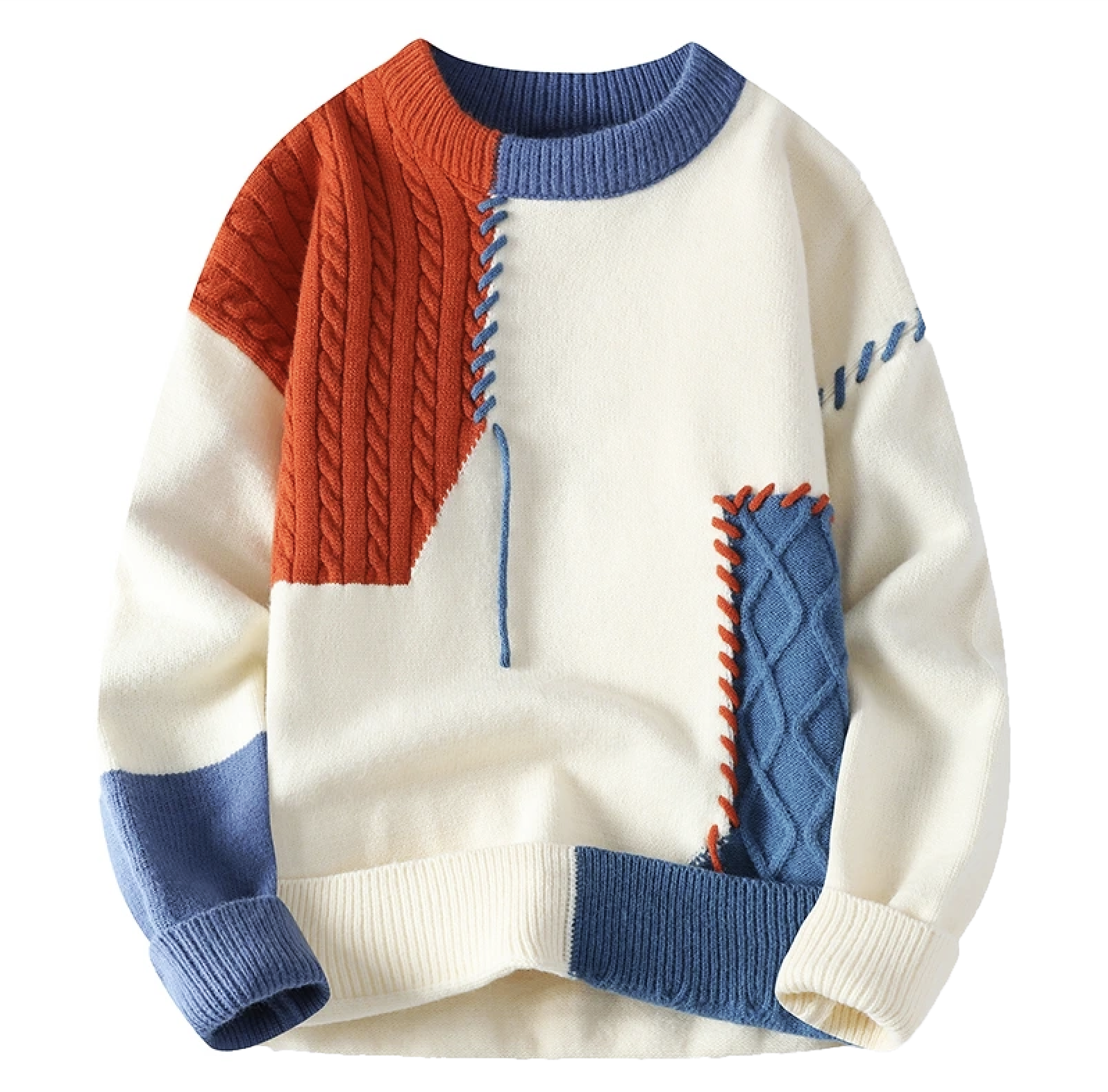 Herren Strickpullover Patchwork Lockere Passform - Eveloria