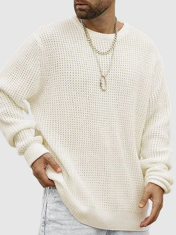 Strickpullover – Pullover für Männer mit lockerer Passform-Weiß-S-Chaps Herrenmode