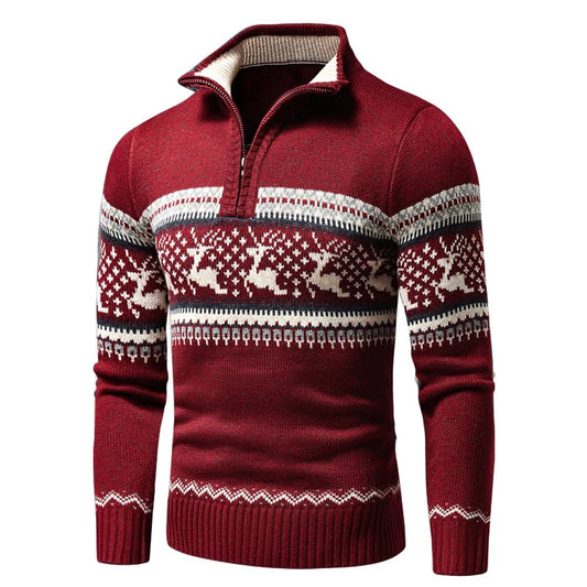 Herren Strickpullover Reißverschluss Schwarz - Eveloria
