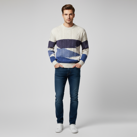 Herren Strickpullover Rundhalsausschnitt Zopfmuster - Eveloria