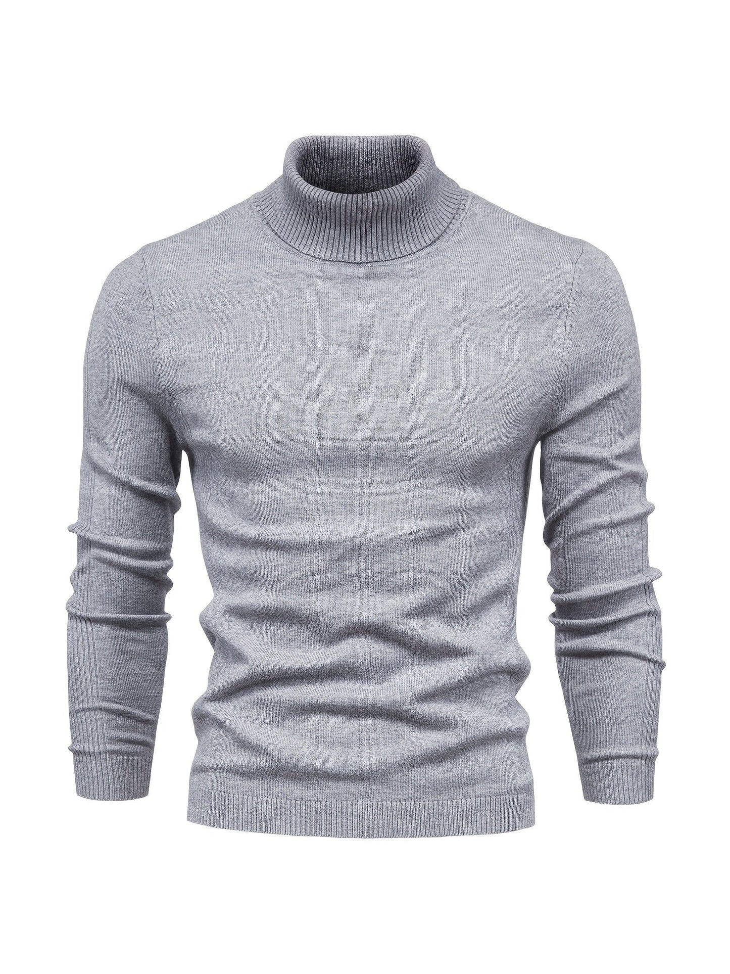 Strickpullover | Schmale Passform | Langärmlig | Rollkragen | Herrenbekleidung-Grau-S-Chaps Herrenmode