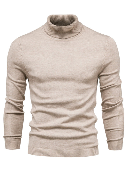 Herren Strickpullover Langärmlig Rollkragen Slim Fit - Eveloria