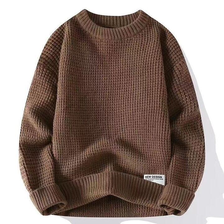 Strickpullover – lockere Passform – Rundhalsausschnitt – Pullover – Herrenpullover-Braun-M-Chaps Herrenmode