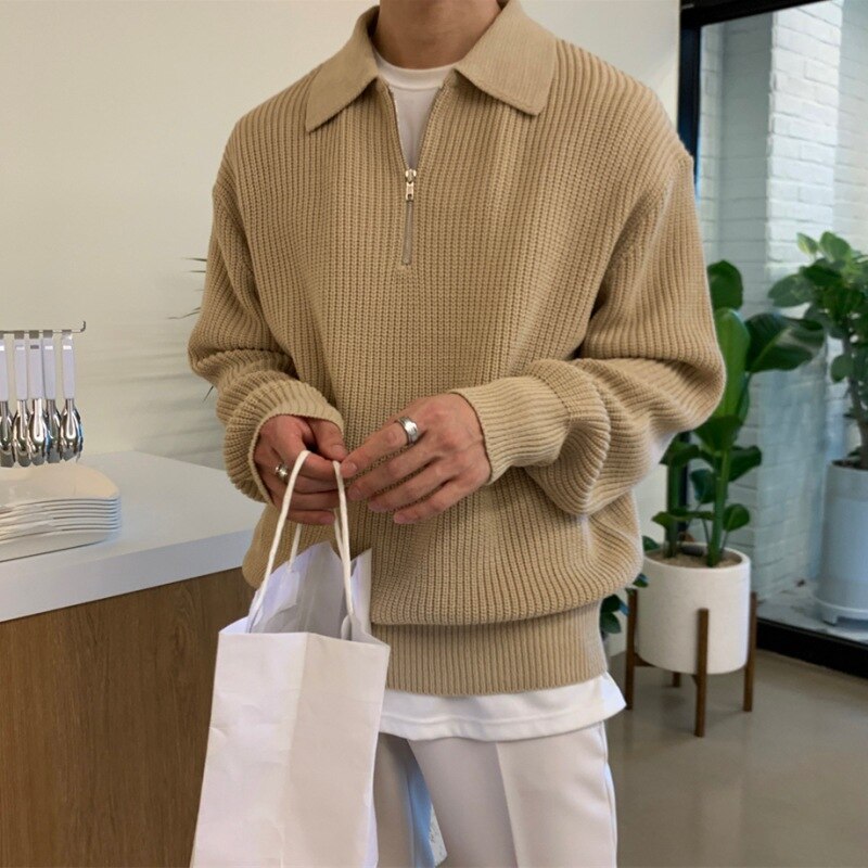 Herren Strickpullover Langärmlig locker Halb-Reißverschluss - Eveloria