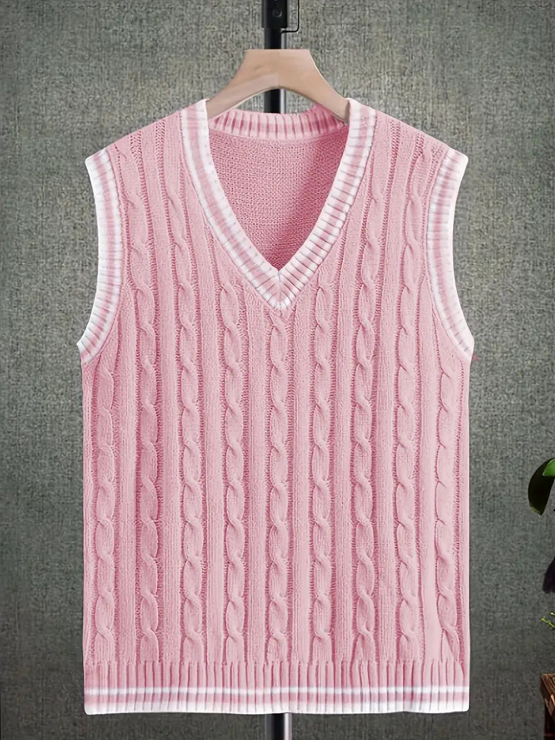 Strickweste | Zopfstrick | Pullover | Pulloverweste | Herrenweste-Chaps Herrenmode