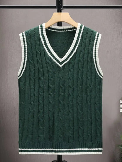 Strickweste | Zopfstrick | Pullover | Pulloverweste | Herrenweste-Chaps Herrenmode