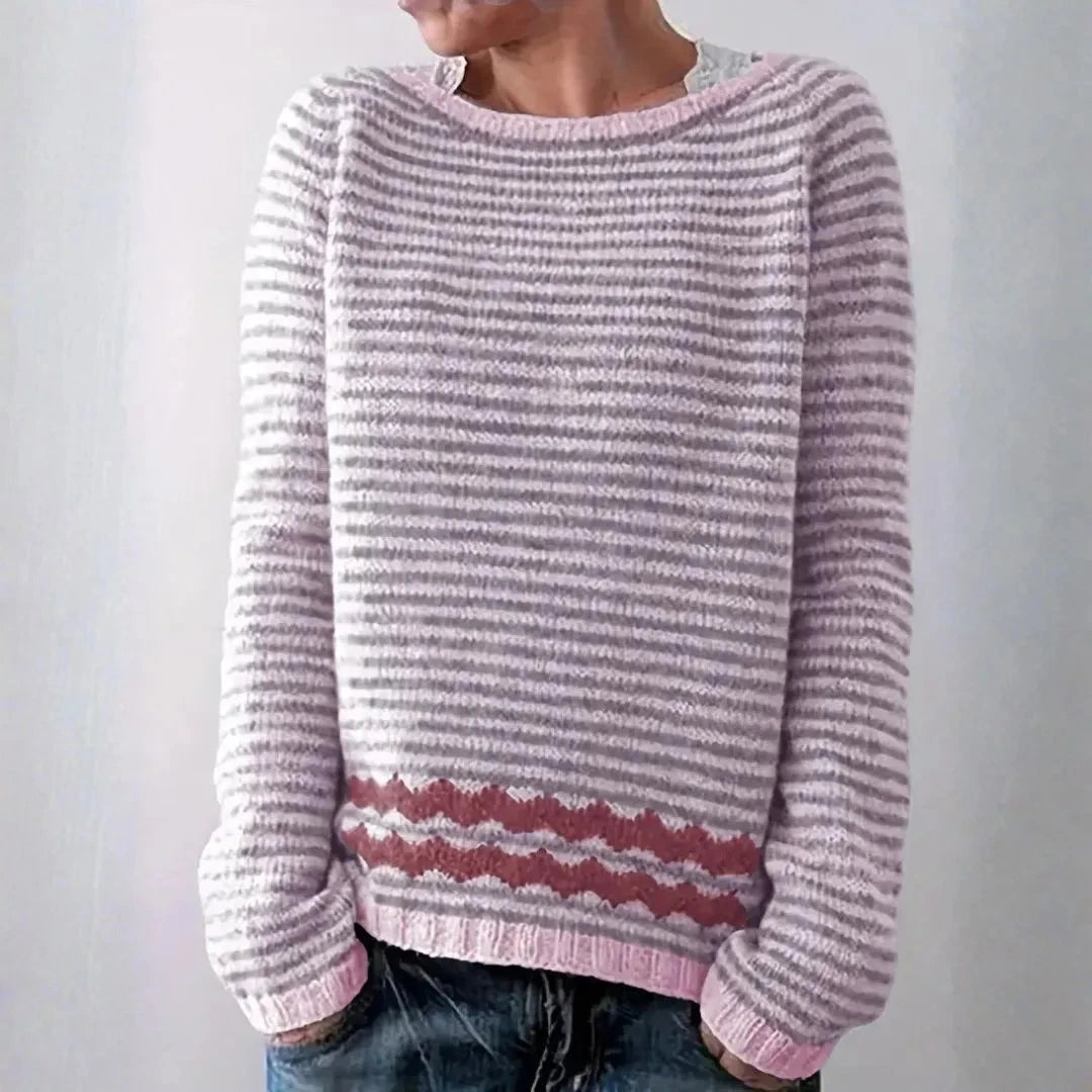 Eveloria Damen Strickpullover Leichtgewicht Gestreift - Eveloria