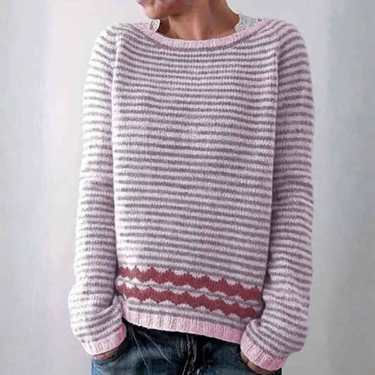 Eveloria Damen Strickpullover Leichtgewicht Gestreift - Eveloria