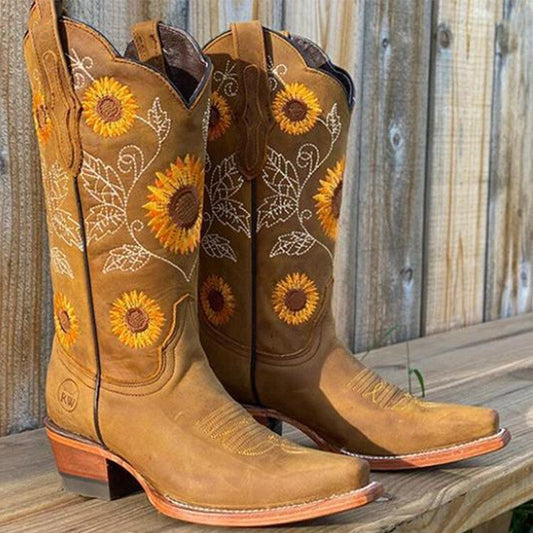 Eveloria Damen Stiefel Sonnenblumen Design Knöchelhöhe - Eveloria