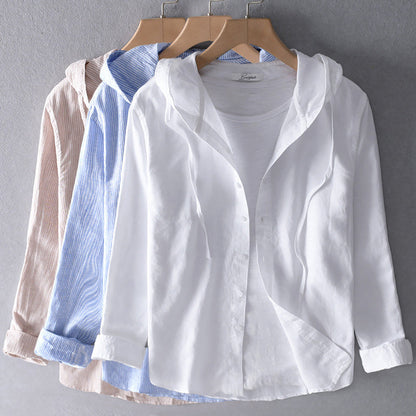 Leichte Kapuzenjacke Knopfleiste Beige