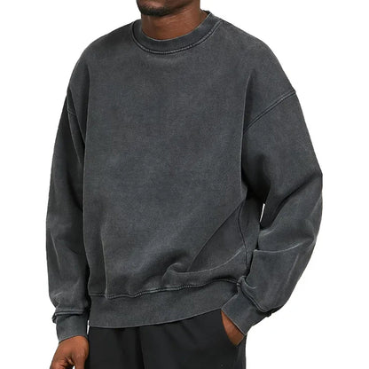 Männer Sweatshirt Rundhals Pullover Bequem Grau - Eveloria