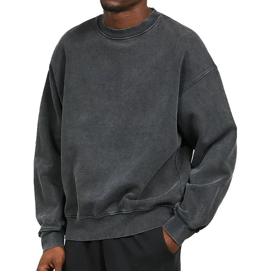 Männer Sweatshirt Rundhals Pullover Bequem Grau - Eveloria