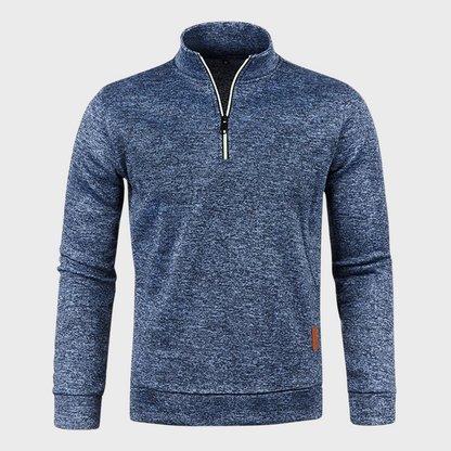 Herren Sweatshirt Viertelreißverschluss Langarm Grau - Eveloria