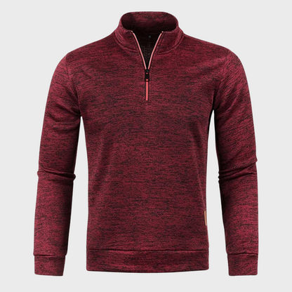Sweatshirt mit Viertelreißverschluss - Herren lässiger Langarm-Pullover mit halbem Reißverschluss-Rot-S-Chaps Herrenmode