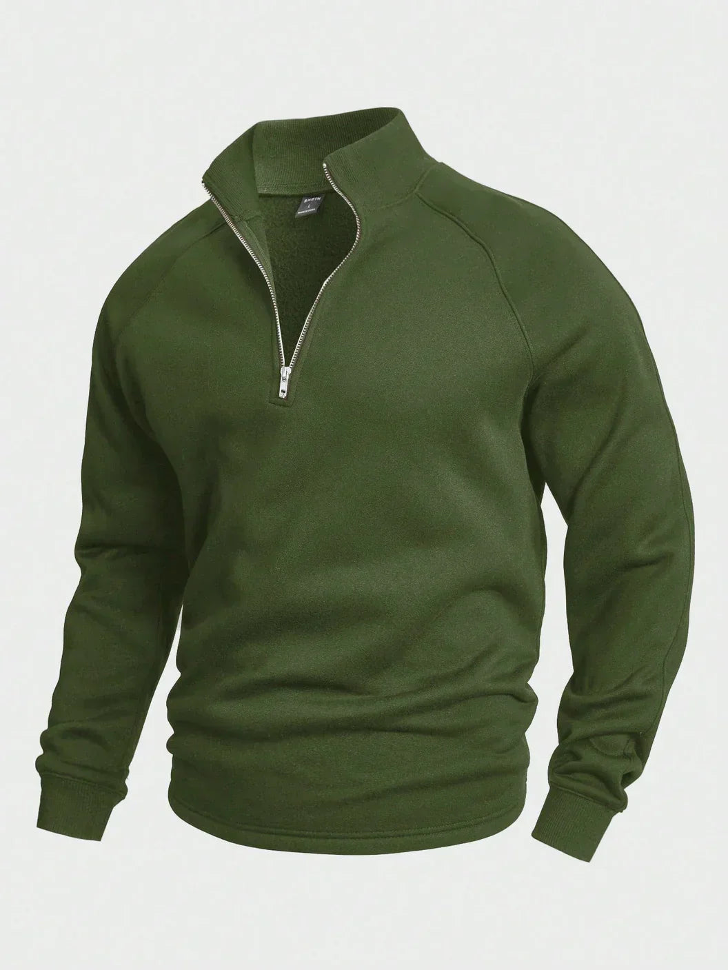 Sweatshirt mit Viertelreißverschluss – Lässiger, warmer Pullover mit halbem Reißverschluss für Männer-Grün-S-Chaps Herrenmode