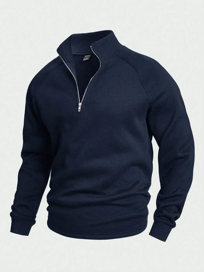 Sweatshirt mit Viertelreißverschluss – Lässiger, warmer Pullover mit halbem Reißverschluss für Männer-Königsblau-S-Chaps Herrenmode
