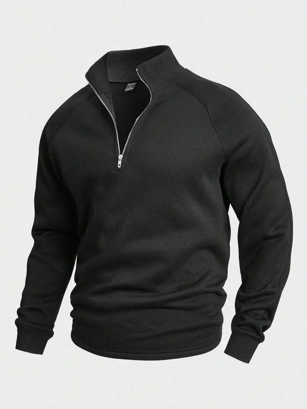 Herren Sweatshirt Viertelreißverschluss Warmer Pullover Grau - Eveloria