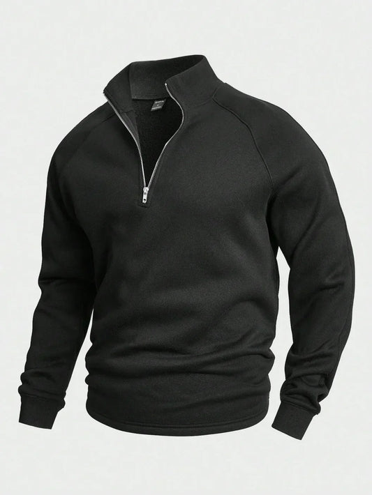 Herren Sweatshirt Viertelreißverschluss Warmer Pullover Grau - Eveloria