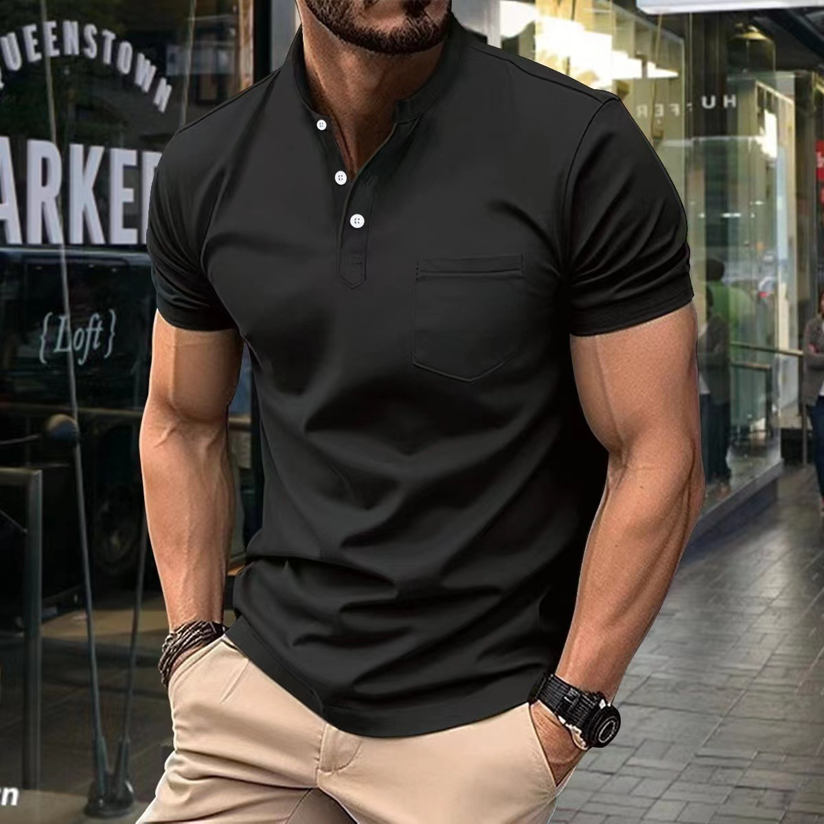 Herren Kurzarm Polohemd Baumwolle Bequem Weiß - Eveloria