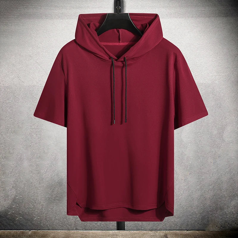 Herren Hoodie Kurzarm Kordelzug Casual T-Shirt - Eveloria