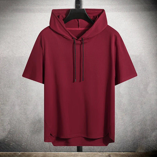 Herren Hoodie Kurzarm Kordelzug Casual T-Shirt - Eveloria