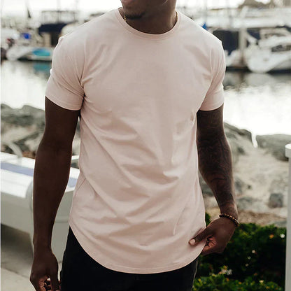 T-Shirt | Kurzarm | Rundhalsausschnitt | Slim-Fit-T-Shirts | Herren-T-Shirts-Rosa-S-Chaps Herrenmode