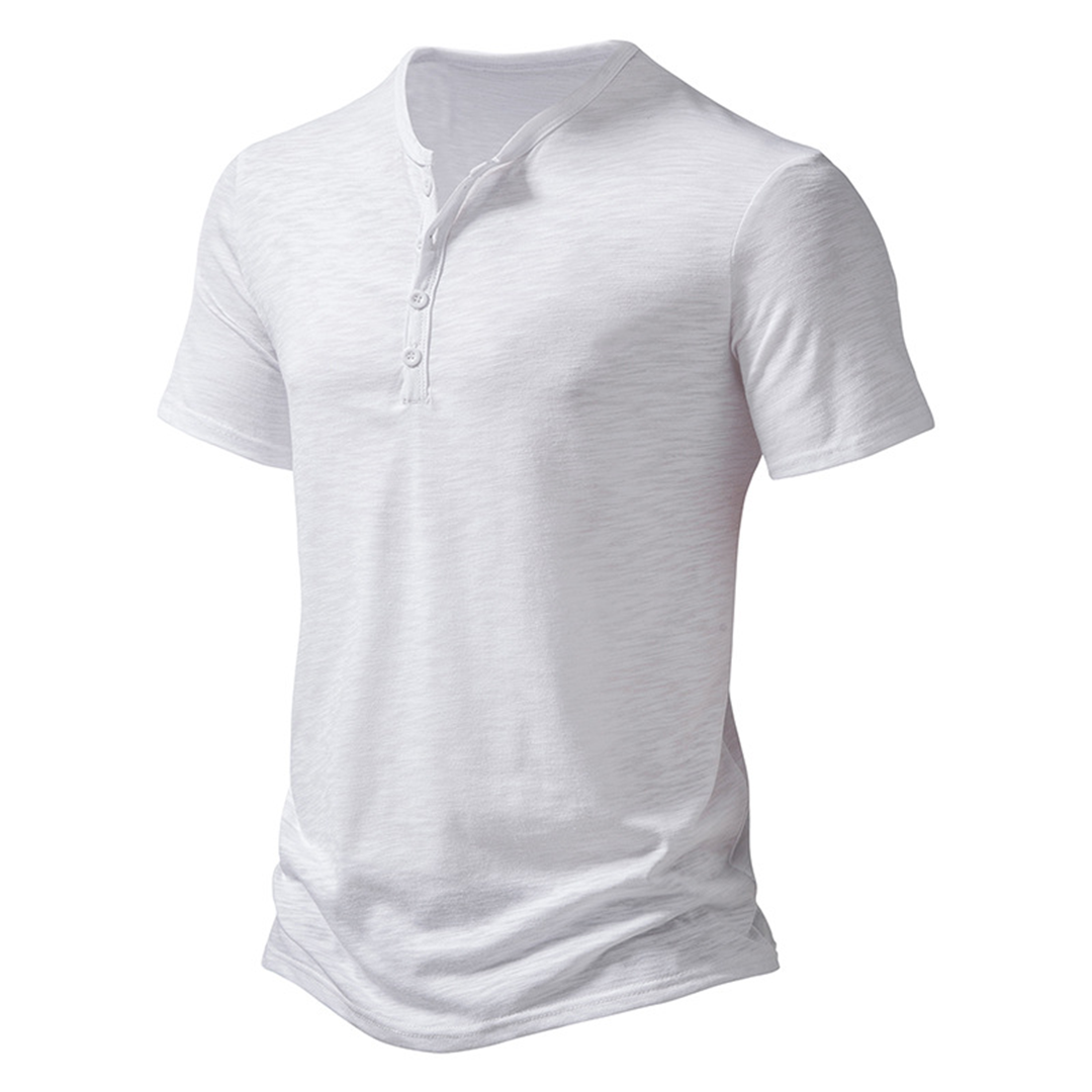 Herren T-Shirt Leicht Knopfausschnitt Sommerweiß nicht spezifiziert, - Eveloria
