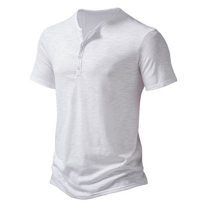 Herren T-Shirt Leicht Knopfausschnitt Sommerweiß nicht spezifiziert, - Eveloria