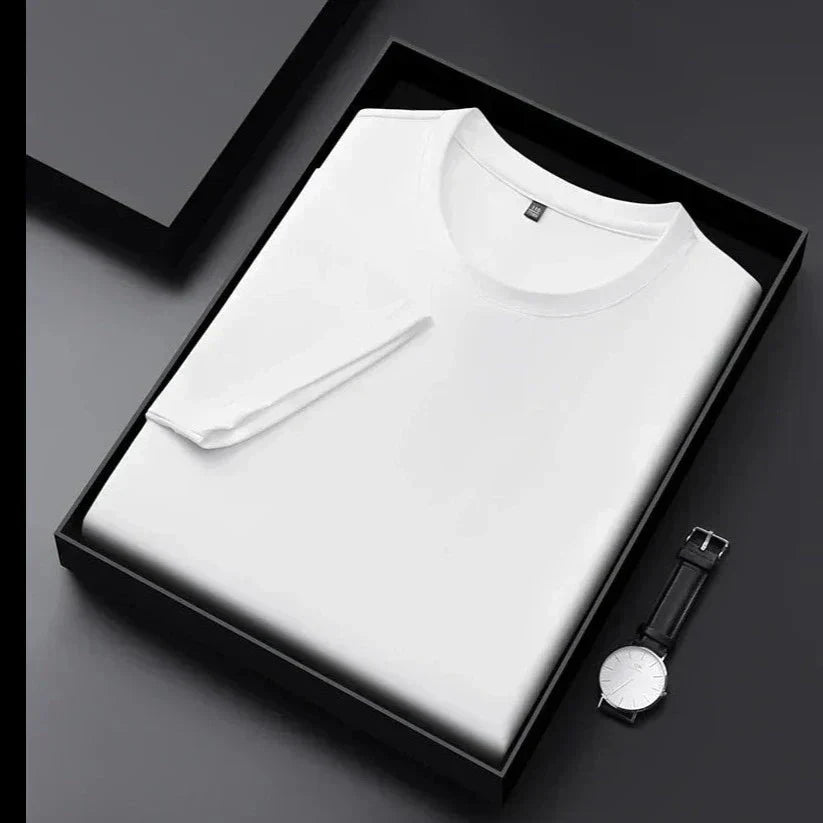 T-Shirt – atmungsaktives Kurzarm-T-Shirt mit Rundhalsausschnitt für Herren-Weiß-M-Chaps Herrenmode