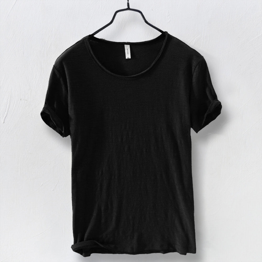 Herren T-Shirt Leicht Kurzärmelig Rundhals Schwarz - Eveloria