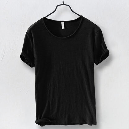 Herren T-Shirt Leicht Kurzärmelig Rundhals Schwarz - Eveloria