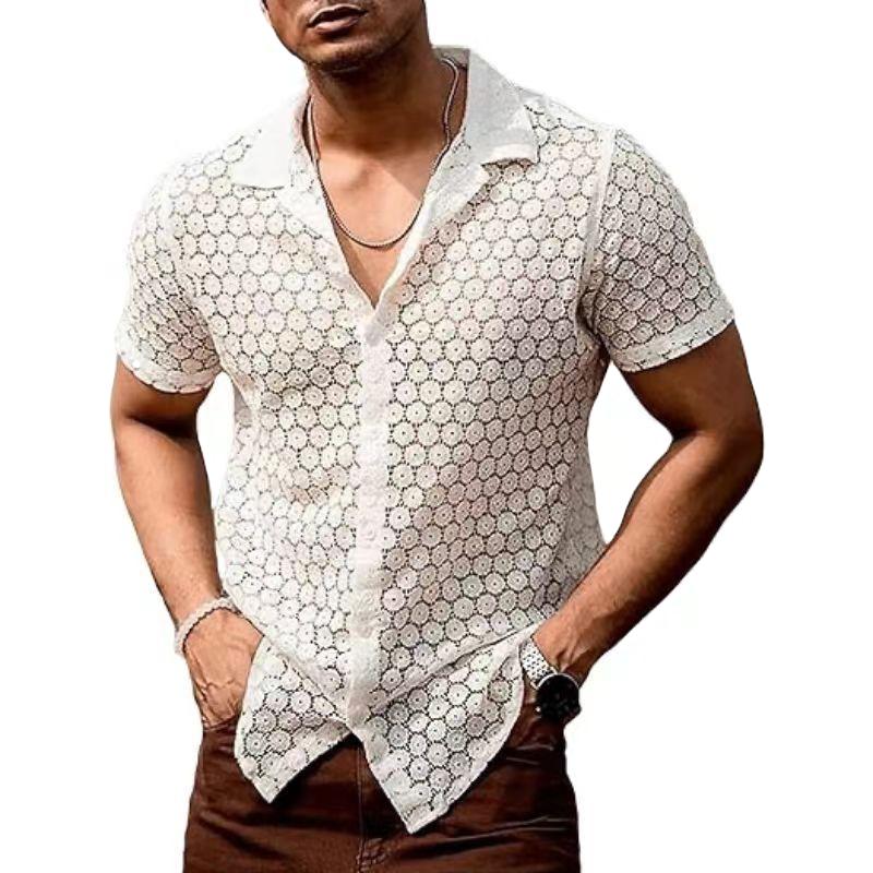Herren T-Shirt Kurzarm Durchsichtig Mit Kragen - Eveloria
