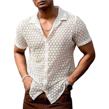 Herren T-Shirt Kurzarm Durchsichtig Mit Kragen - Eveloria
