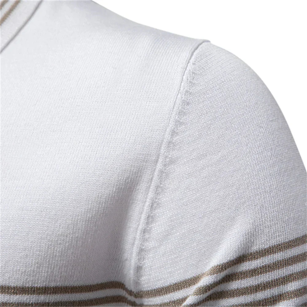 T-Shirt mit Kragen | Gestrickt | Viertel-Reißverschluss | Polo-T-Shirt | Herren-Poloshirt-Chaps Herrenmode