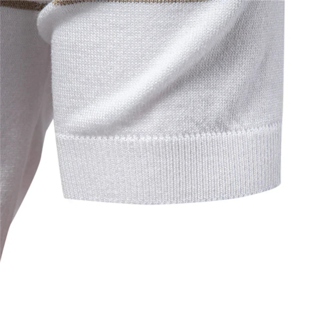 T-Shirt mit Kragen | Gestrickt | Viertel-Reißverschluss | Polo-T-Shirt | Herren-Poloshirt-Chaps Herrenmode
