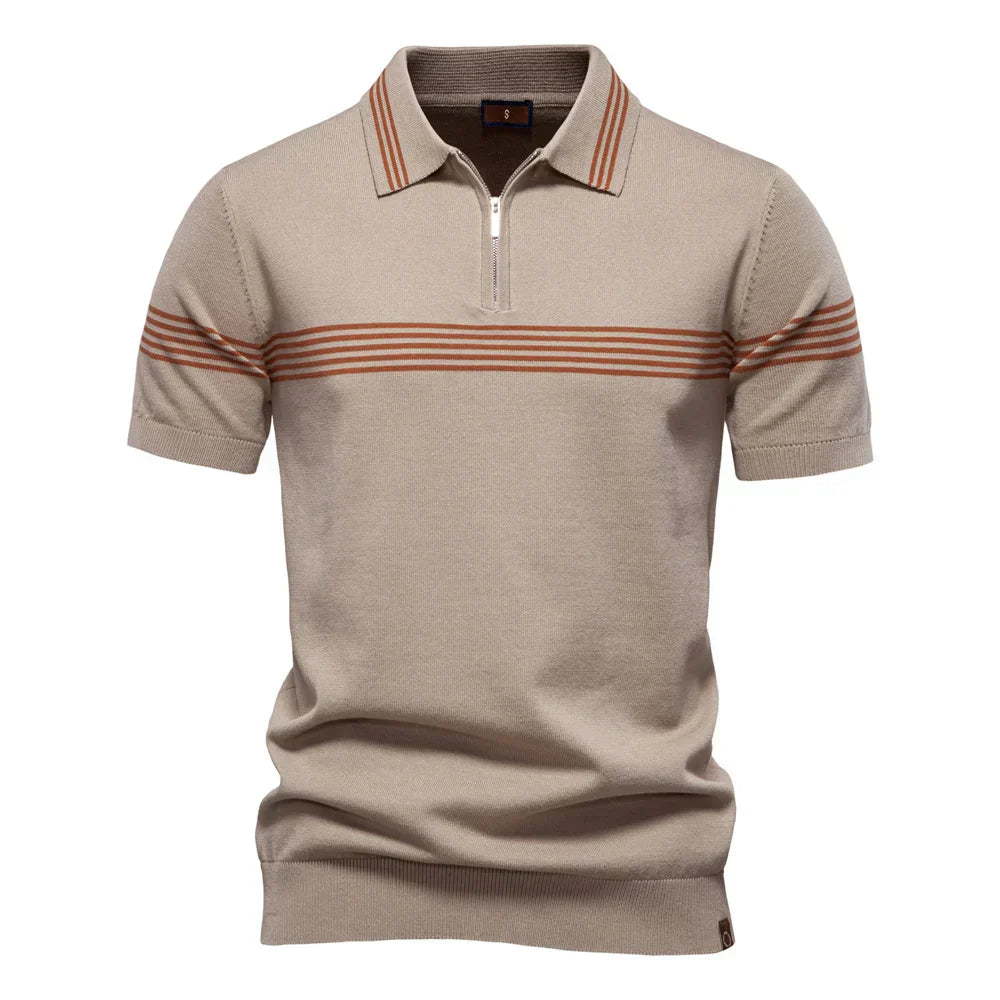Herren Polo-T-Shirt Gestrickt Viertel-Reißverschluss - Eveloria
