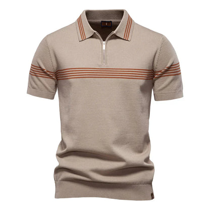 Herren Polo-T-Shirt Gestrickt Viertel-Reißverschluss - Eveloria