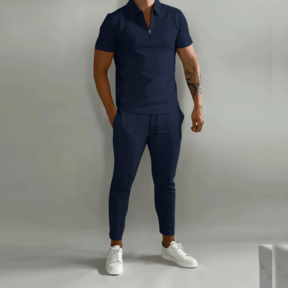 Herren T-Shirt und Jogginghose Set Baumwolle Zweiteilig Grau - Eveloria