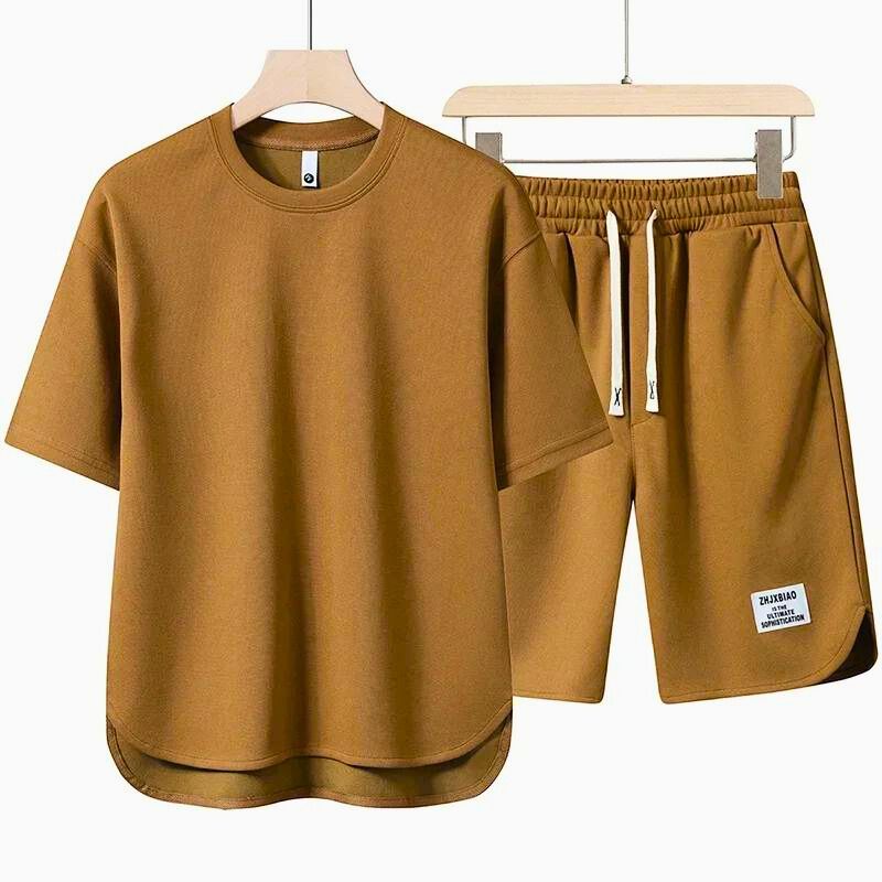 Herren T-Shirt und Sweat-Shorts Set Lässig Schwarz - Eveloria