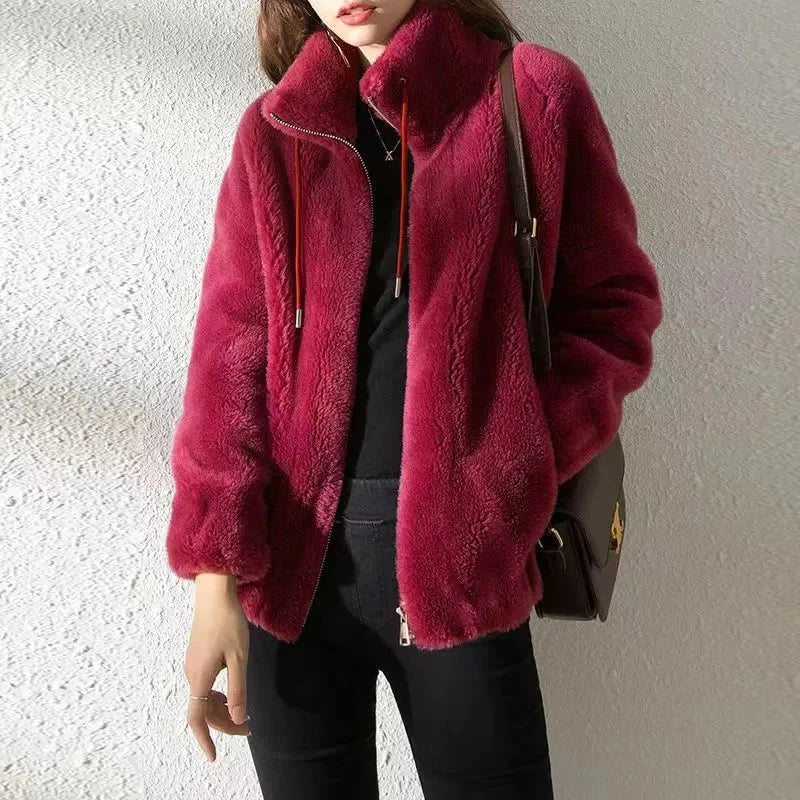Eveloria Damenmodische Lederjacke