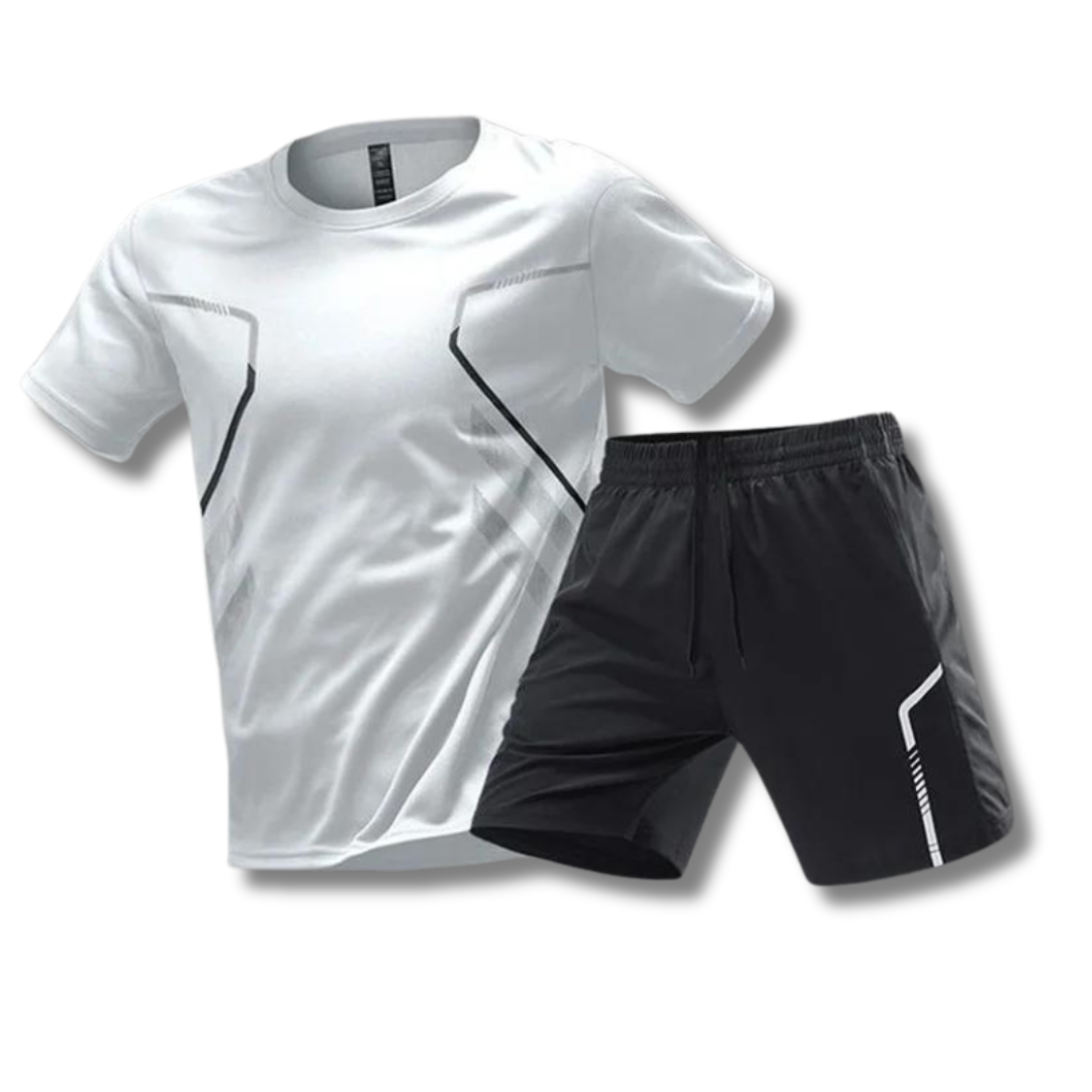 Herren Sportset T-Shirt und Kurze Hose Baumwolle Grau