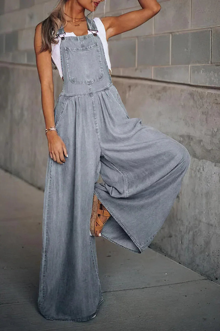 Eveloria Damen Denim-Overall Armlos Trendig Blau
