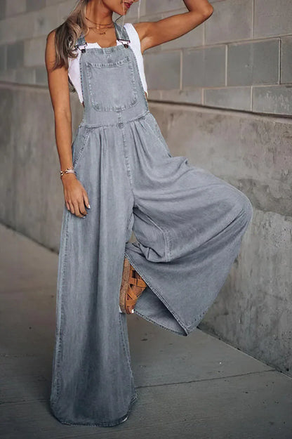 Eveloria Damen Denim-Overall Armlos Trendig Blau