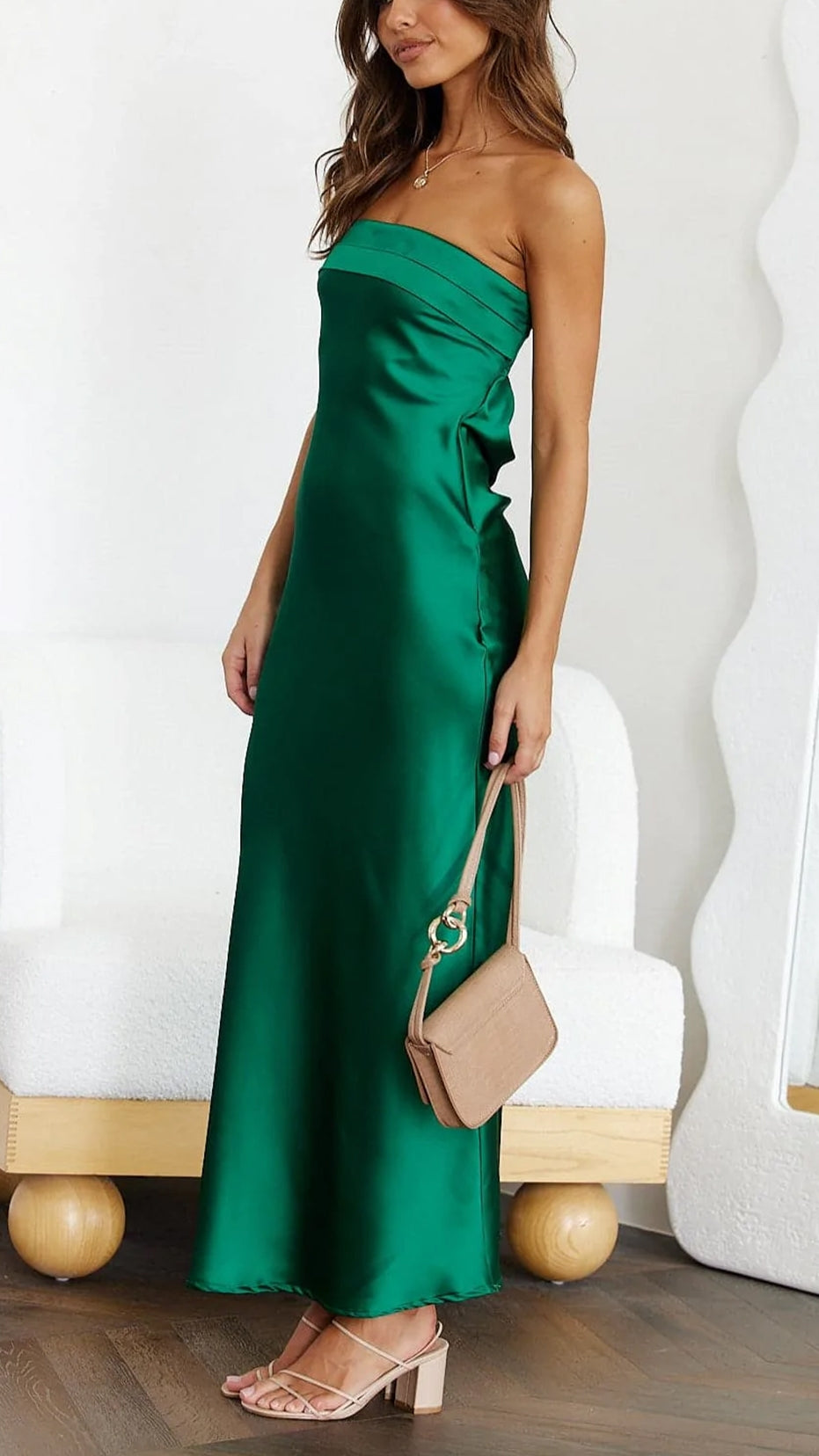 Damen Hochzeitsgästekleid Schulterfrei Gestuft